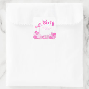 Pink Retro 60th Birthday Party Square Sticker