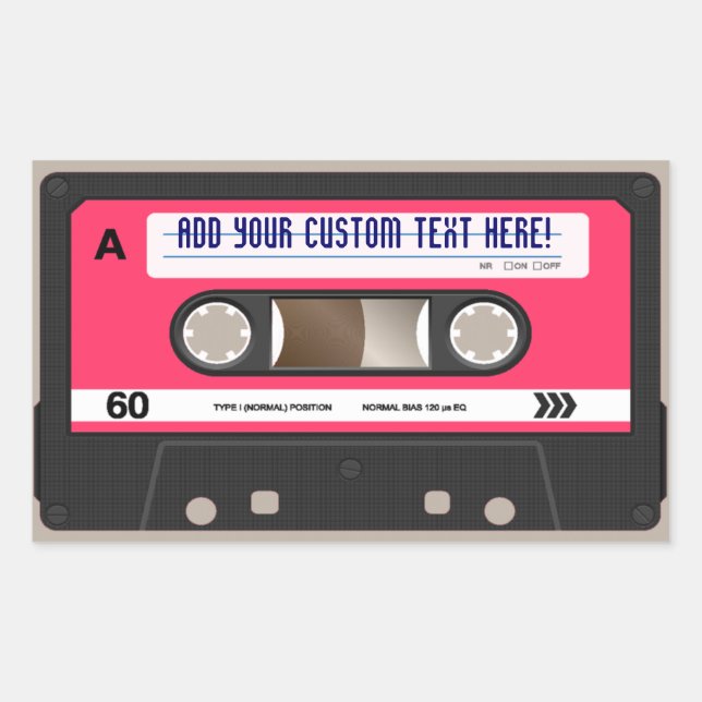 Pink Retro 80s Cassette Tape Personalised Sticker (Front)