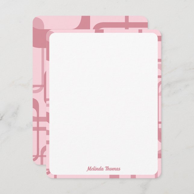 Pink Retro Abstract Pattern Card (Front/Back)