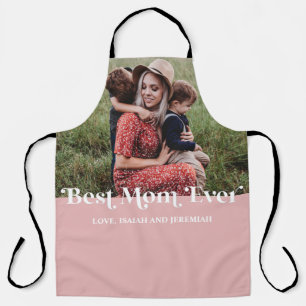 Pink Retro Best Mum Ever Custom Picture Apron