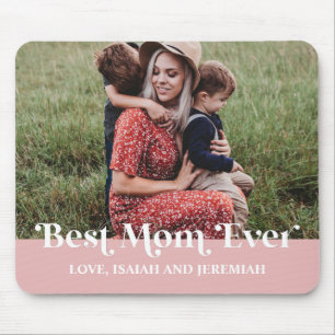 Pink Retro Best Mum Ever Custom Picture Mouse Mat