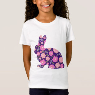 Pink Retro bunny rabbit and flowers T-Shirt