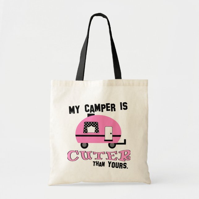 Pink Retro Camper Tote Bag (Front)