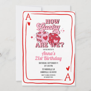 pink retro casino birthday invitation