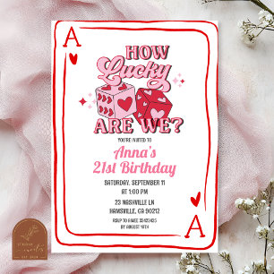 pink retro casino birthday invitation