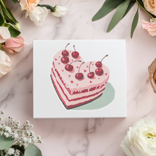 Pink Retro Cherry Cake Hearts