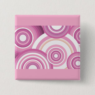 Pink Retro Circles Pattern 15 Cm Square Badge
