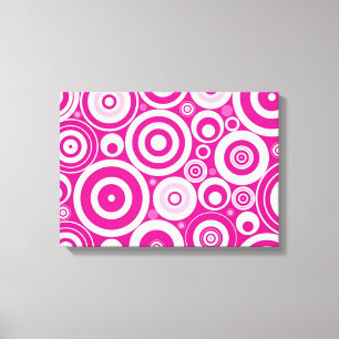 Pink Retro Circles Pattern Canvas Print