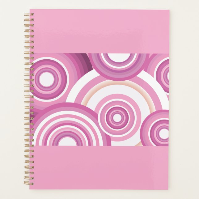 Pink Retro Circles Pattern Planner (Front)