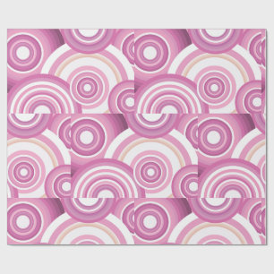 Pink Retro Circles Pattern Wrapping Paper