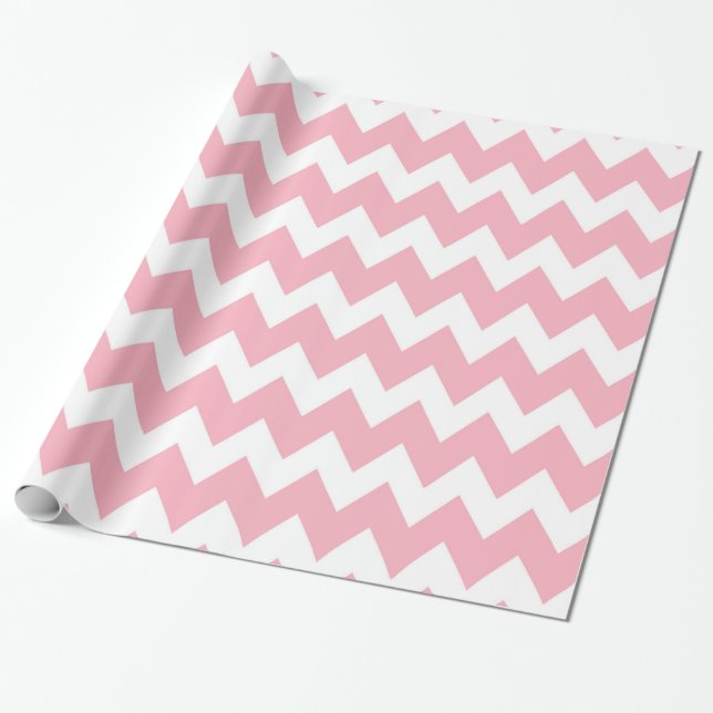Pink Retro Colourful Modern Chevron Pattern Wrapping Paper (Unrolled)