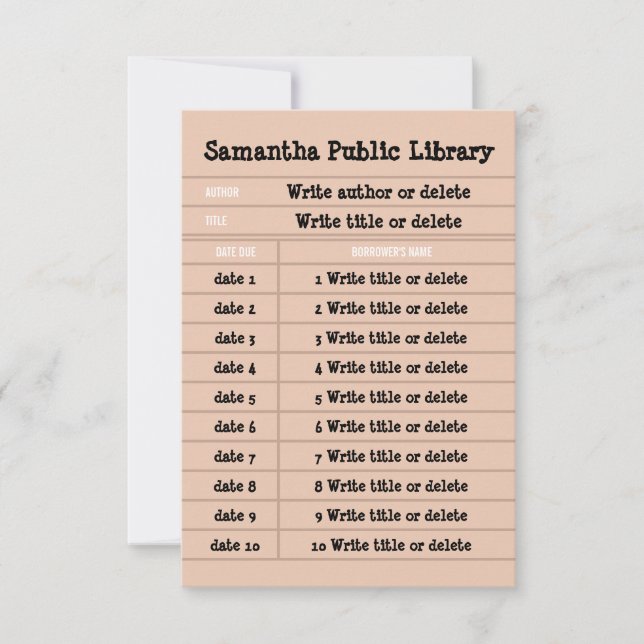 Pink Retro Custom Notebook Line Library Thank You Card (Front)