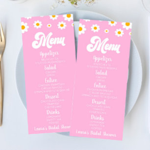Pink Retro Daisy Flower Bridal Shower Food Menu
