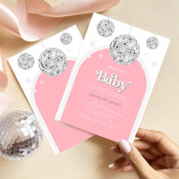 Pink Retro Disco BABY, Baby Shower Invitation