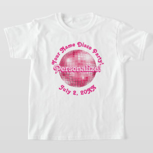 Pink Retro Disco Ball PERSONALIZED T-Shirt