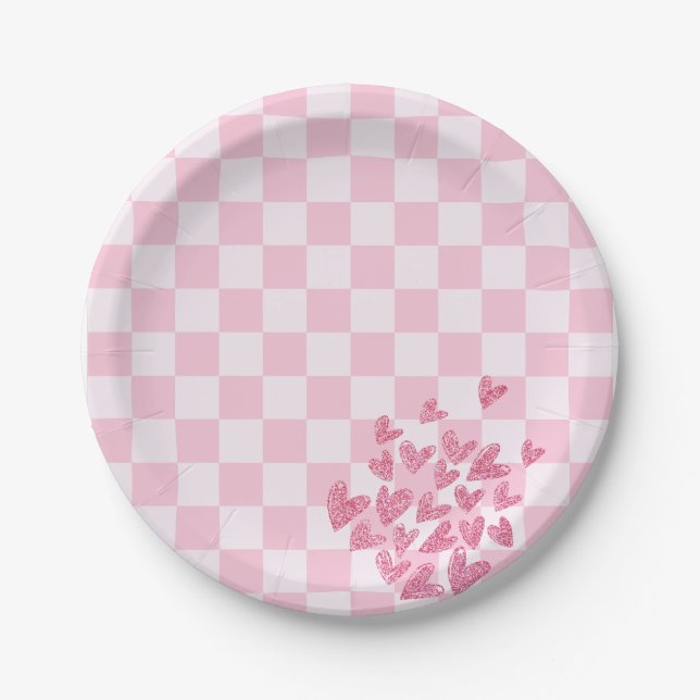 Pink Retro Doll Birthday Paper Plate (Front)