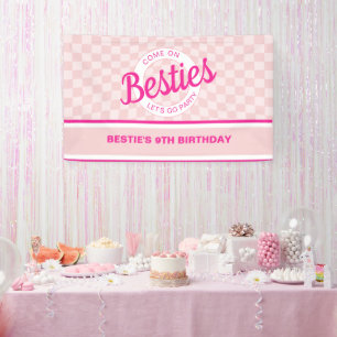 Pink Retro Doll Lets Go Party Birthday Banner
