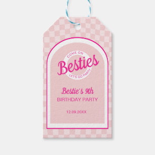 Pink Retro Doll Lets Go Party Birthday  Gift Tags