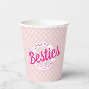 Pink Retro Doll Lets Go Party Birthday Paper Cups