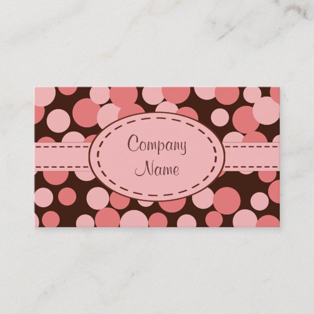 Pink Retro Dots Business Card (Front)