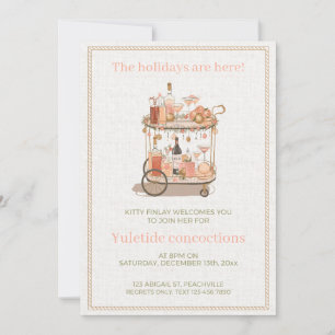 Pink retro drinks cart cocktail party invitation