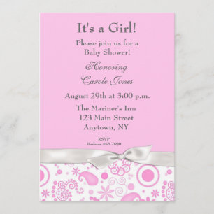 Pink Retro Floral Invitation