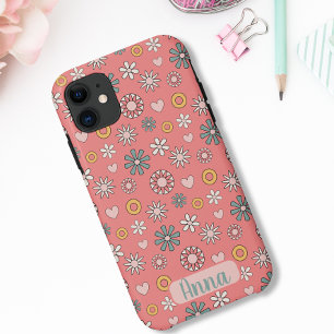 Pink Retro Flower Design iPhone 11 Case