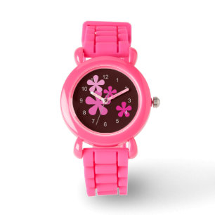 Pink Retro Flowers Watch