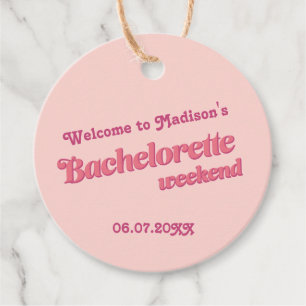 Pink Retro Font Bachelorette Favour Tags