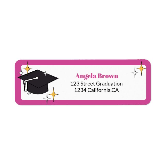 Pink retro graduation cap star graduation  (Front)