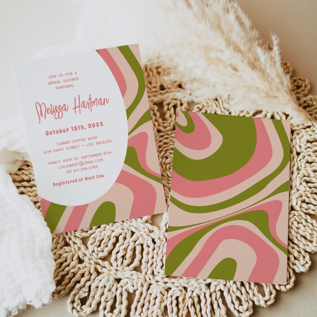 Pink Retro Groovy Bridal Shower Invitation (Creator Uploaded)