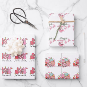 Pink Retro Groovy Christmas Wrapping Paper Sheet