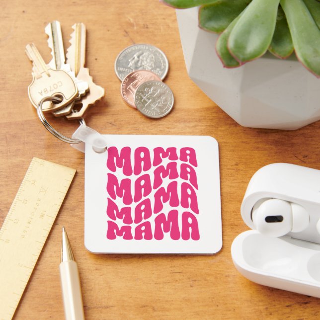 Pink Retro Groovy Cute Mama Mothers Day Mum   Key Ring (Desk)