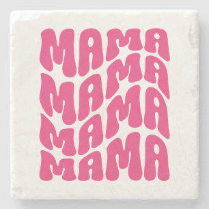 Pink Retro Groovy Cute Mama Mothers Day Mum   Stone Coaster