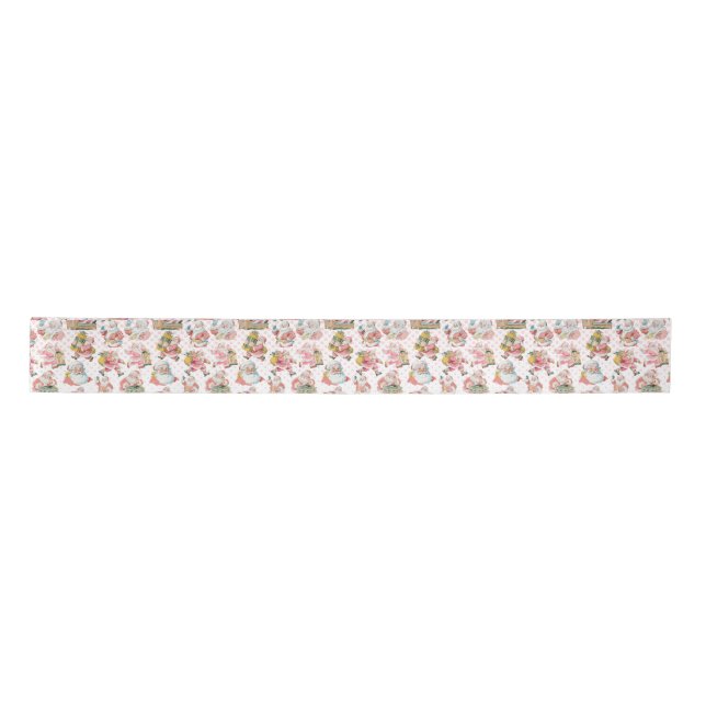 Pink Retro Groovy Santa Claus Christmas Satin Ribbon (Front)