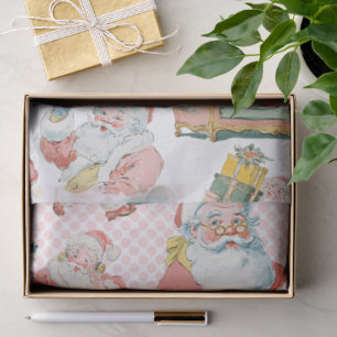 Pink Retro Groovy Santa Claus Christmas Tissue Paper
