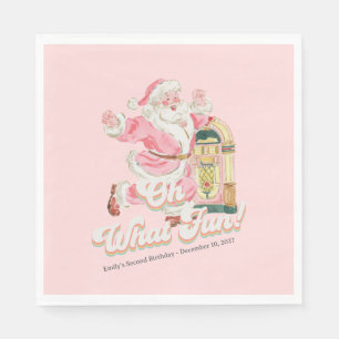 Pink Retro- Groovy Santa Claus Holiday Party Napkin