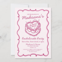 Pink Retro Heart Coquette Cherry Cake Bachelorette
