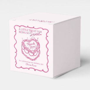 Pink Retro Heart Coquette Cherry Cake Birthday Favour Box