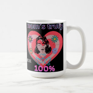Pink Retro Heart Mum Mother Mummy Mama Vintage Coffee Mug