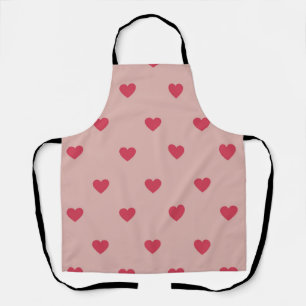 Pink Retro Heart Y2K Pattern With Pink Background Apron