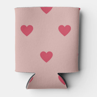 Pink Retro Heart Y2K Pattern With Pink Background Can Cooler