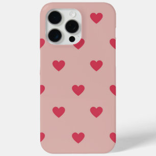 Pink Retro Heart Y2K Pattern With Pink Background iPhone 15 Pro Max Case