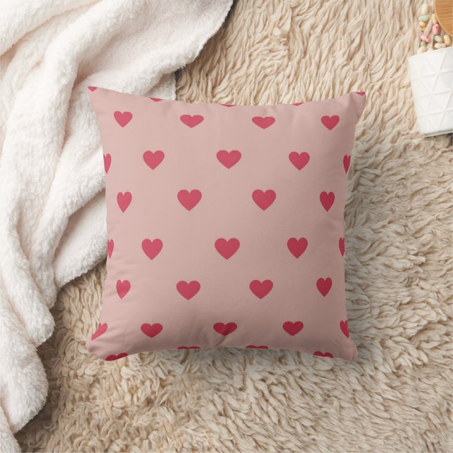 Pink Retro Heart Y2K Pattern With Pink Background Cushion (Blanket)