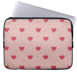 Pink Retro Heart Y2K Pattern With Pink Background Laptop Sleeve