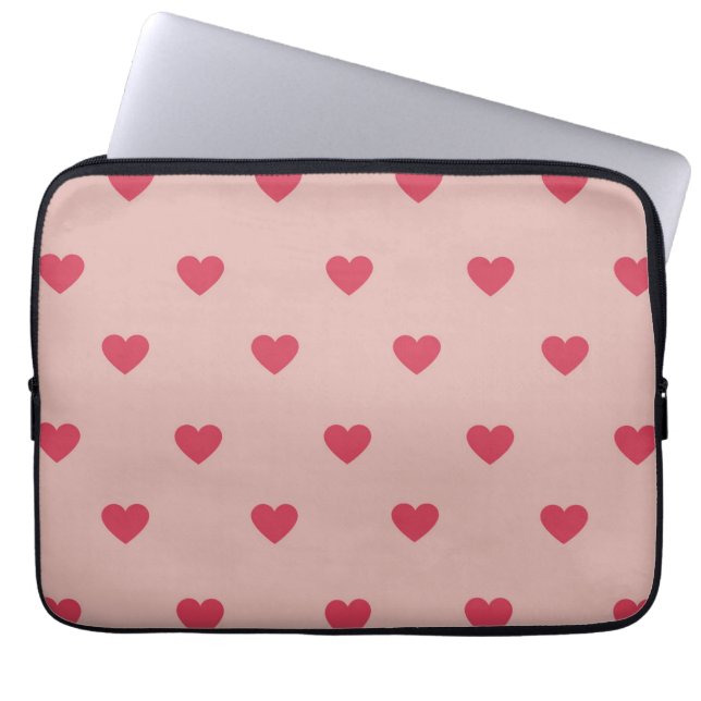 Pink Retro Heart Y2K Pattern With Pink Background Laptop Sleeve (Front)