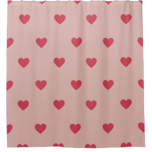 Pink Retro Heart Y2K Pattern With Pink Background Shower Curtain