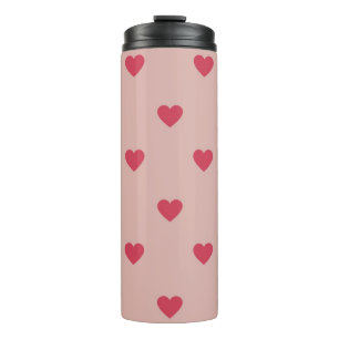 Pink Retro Heart Y2K Pattern With Pink Background Thermal Tumbler