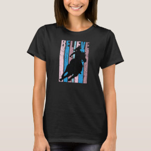 Pink Retro Horse Riding Womens Motivational Inspir T-Shirt