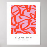 Pink Retro Lines Modern Abstract Brush Shapes